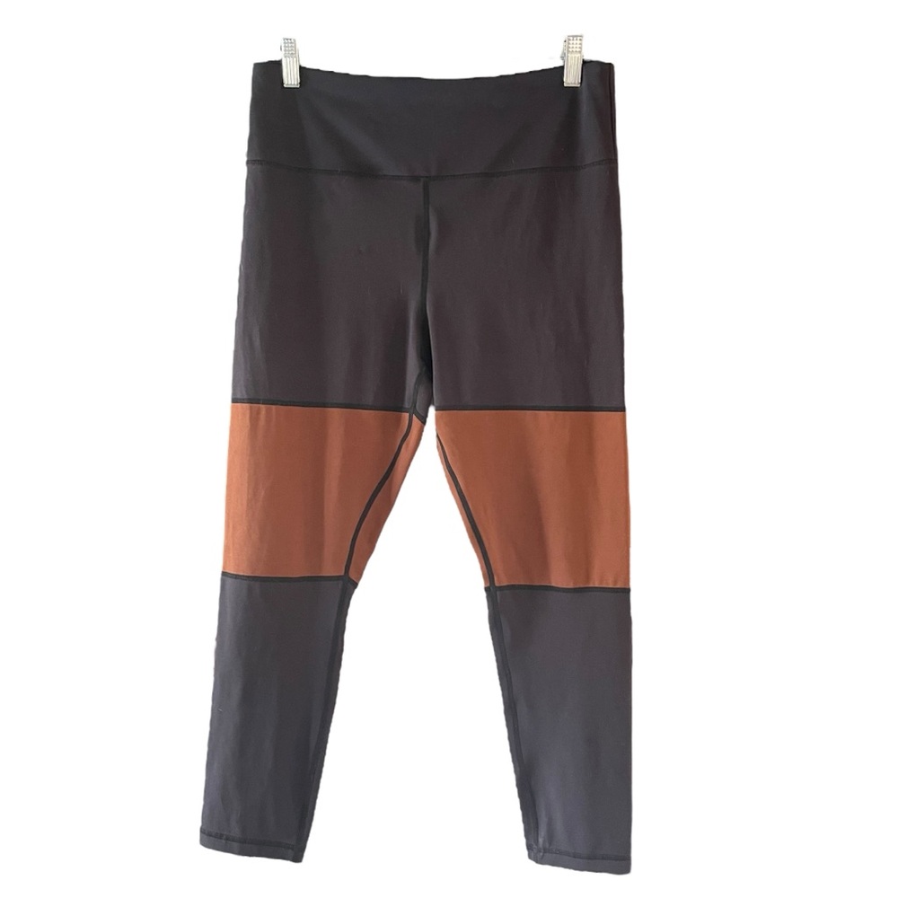 Zyia Active Black and brown color block leggings gym active yoga woman's 14/16